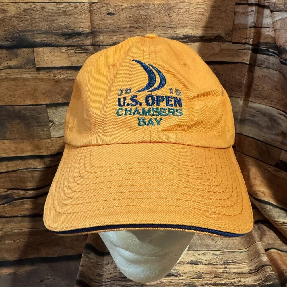 2015 US Open Chambers Bay Golf Hat USGA Member Orange Adjustable Strapback